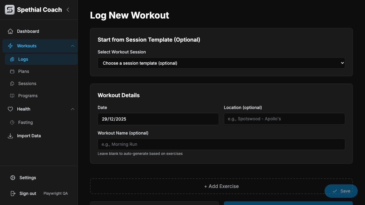 Log Any Workout screenshot